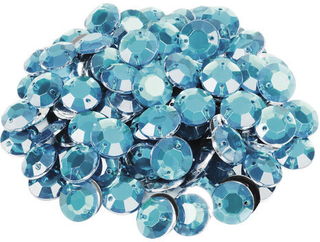 Стразы для творчества "Круглые", голубые, 12 мм, 30 грамм, ОСТРОВ СОКРОВИЩ, 661226