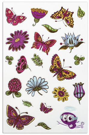 Наклейки гелевые "Летний луг", многоразовые, с тиснением фольгой, 10х15 см, ЮНЛАНДИЯ, 661814