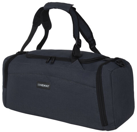 Сумка спортивная HEIKKI TRAVEL (ХЕЙКИ) с отделением для обуви, 7 карманов, темно-серая, 23х48х25 см, 272628