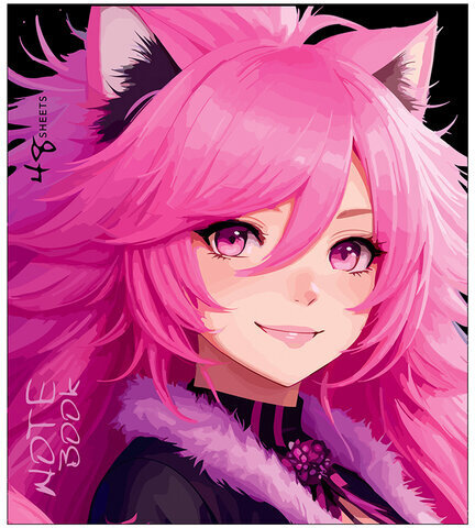 Тетрадь А5 48 л., ПЗБМ, скоба, клетка, выборочный TWIN-лак, "Пинк Аниме" (5 видов), 24970