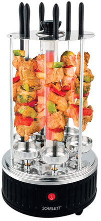 Шашлычница электрическая SCARLETT SC-KG22601, 1000 Вт, 6 шампуров, сталь