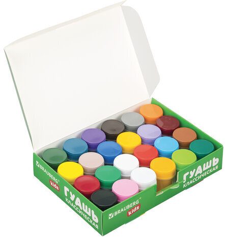 Гуашь BRAUBERG KIDS, 24 цвета по 10 мл, 192276