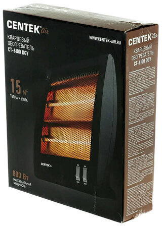 Обогреватель инфракрасный CENTEK CT-6100 DGY, 800 Вт, 2 режима, напольная установка, черный