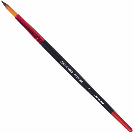 Кисть синтетика, круглая № 7, BRAUBERG PREMIUM, 201006