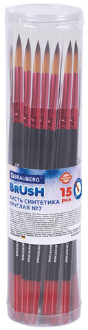 Кисть синтетика, круглая № 7, BRAUBERG PREMIUM, 201006