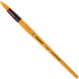 Кисть ПИФАГОР, СИНТЕТИКА, круглая, № 10, деревянная лакированная ручка, с колпачком, пакет с подвесом, 200850