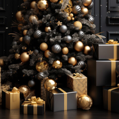 Шары ёлочные 24 шт., 5 см, "Eden Colors", пластик, цвет: золотистый/черный, ЗОЛОТАЯ СКАЗКА, 591979