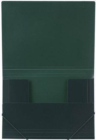 Папка на резинках BRAUBERG, диагональ, темно-зеленая, до 300 листов, 0,5 мм, 221337