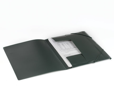 Папка на резинках BRAUBERG, диагональ, темно-зеленая, до 300 листов, 0,5 мм, 221337