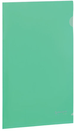 Папка-уголок жесткая BRAUBERG, зеленая, 0,15 мм, 221639