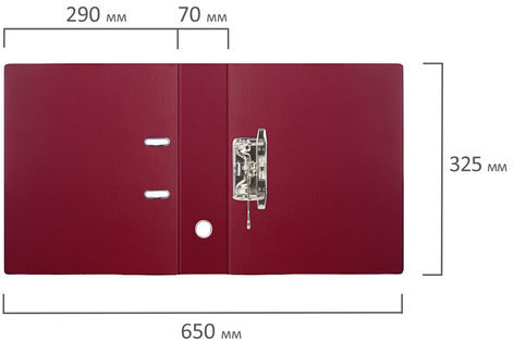 Папка-регистратор BRAUBERG с двухсторонним покрытием из ПВХ, 70 мм, бордовая, 222653
