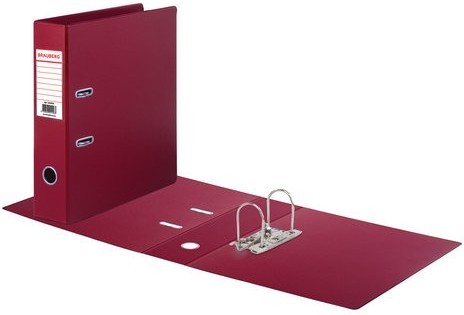 Папка-регистратор BRAUBERG с двухсторонним покрытием из ПВХ, 70 мм, бордовая, 222653