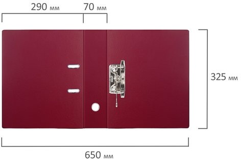 Папка-регистратор BRAUBERG с двухсторонним покрытием из ПВХ, 70 мм, бордовая, 222653
