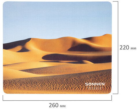 Коврик для мыши SONNEN "DESERT", резина + ткань, 260х220х3 мм, 513296