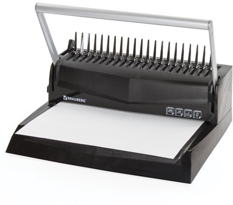 Переплетная машина для пластиковой пружины BRAUBERG B12, пробивает до 12 листов, сшивает до 450 листов, 530959