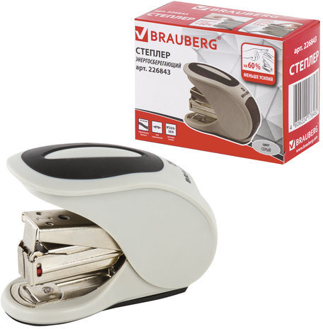 Степлер ЭНЕРГОСБЕРЕГАЮЩИЙ №24/6, 26/6 BRAUBERG "Easy Press", до 30 листов, БЕЗ УСИЛИЙ, 226843