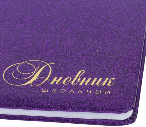 Дневник 1-11 класс 48 л., кожзам (твердая с поролоном), фольга, BRAUBERG "SPARKLE", фиолетовый, 105461