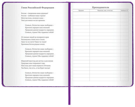 Дневник 1-11 класс 48 л., кожзам (твердая с поролоном), фольга, BRAUBERG "SPARKLE", фиолетовый, 105461