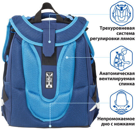 Ранец BRAUBERG PREMIUM, 2 отделения, с брелком, Sports, 38х29х16 см, 227814