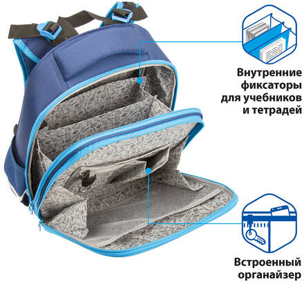 Ранец BRAUBERG PREMIUM, 2 отделения, с брелком, Sports, 38х29х16 см, 227814