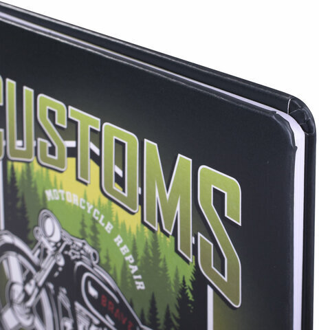 Дневник 1-11 класс 48 л., кожзам (твердая с поролоном), печать, наклейки, ЮНЛАНДИЯ, "Мотоцикл", 106186