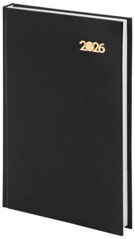 Ежедневник датированный 2026 145х215 мм, А5, STAFF, обложка бумвинил, черный, 117307