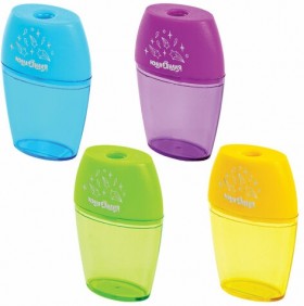 Точилка ЮНЛАНДИЯ "Радуга", с контейнером, овальная, пластиковая, корпус ассорти, 228765