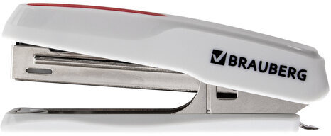 Степлер №10 BRAUBERG "Extra", до 20 листов, антистеплер, серо-красный, 229082
