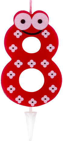 Свеча-цифра для торта "8" "С глазками", 6 см, ЗОЛОТАЯ СКАЗКА, с держателем, в блистере, 591411