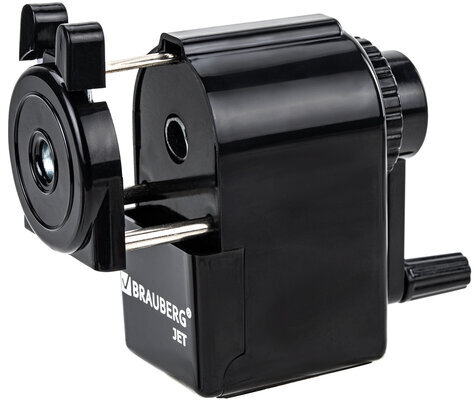 Точилка механическая BRAUBERG "JET", металлический механизм, корпус черный, 229566