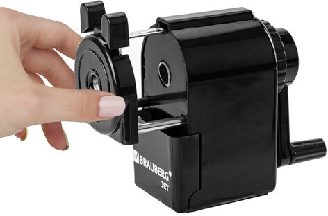 Точилка механическая BRAUBERG "JET", металлический механизм, корпус черный, 229566