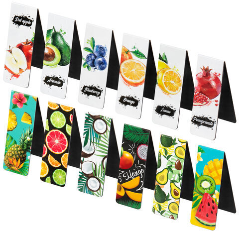 Закладки для книг МАГНИТНЫЕ, "FRUITS", набор 12 шт., 60x20 мм, BRAUBERG, 113173