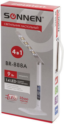 Настольная лампа-светильник SONNEN BR-888A, подставка, светодиодный, LED, 9 Вт, белый, 236664