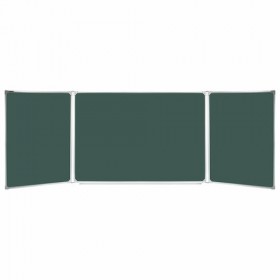 Доска для мела магнитная 3-х элементная 100х150/300 см, ДОПОЛНИТЕЛЬНАЯ ЛИНИЯ/КЛЕТКА, зеленая, BRAUBERG, 236972