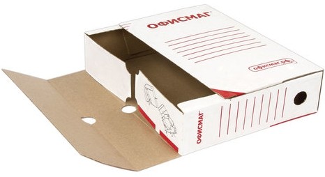 Короб архивный с клапаном А4 (260х325 мм), 75 мм, до 700 листов, плотный, микрогофрокартон, БЕЛЫЙ, ОФИСМАГ, 123017