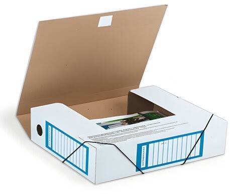 Папка архивная с резинкой А4 (325х250 мм), 75 мм, до 700 листов, плотная, микрогофрокартон, СИНЯЯ, BRAUBERG, 121810