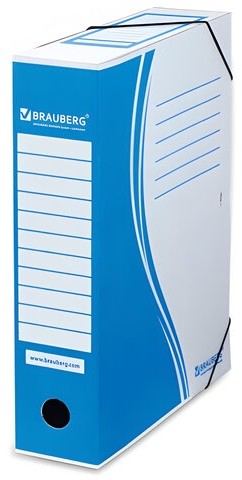 Папка архивная с резинкой А4 (325х250 мм), 75 мм, до 700 листов, плотная, микрогофрокартон, СИНЯЯ, BRAUBERG, 121810