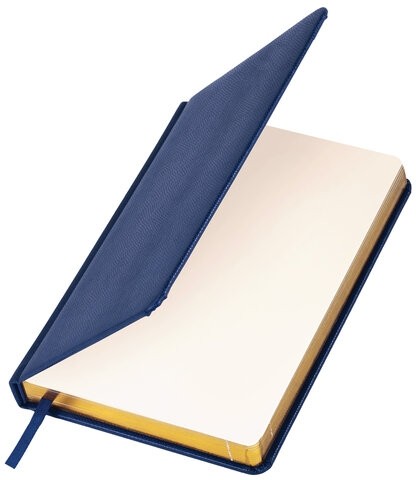 Ежедневник недатированный А5 138х213 мм BRAUBERG "Iguana" под кожу, 160 л, темно-синий, 125091