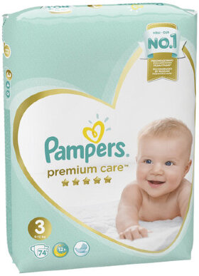Подгузники КОМПЛЕКТ 74 шт. PAMPERS (Памперс) &quot;Premium Care&quot;, размер 3 (6-10 кг), 8001090604644