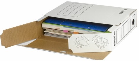 Короб архивный с клапаном А4 (260х325 мм), 75 мм, до 700 листов, микрогофрокартон, БЕЛЫЙ, STAFF, 128858