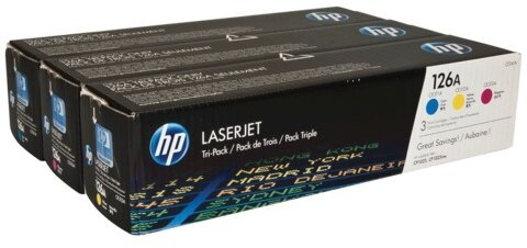 Картридж лазерный HP (CF341A) CLJ CP1025/M275/M175, №126A, оригинальный, КОМПЛЕКТ 3 цвета ресурс по 1000 страниц