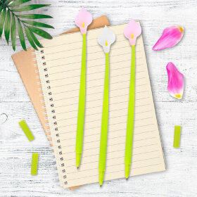 Ручка фигурная шариковая ЮНЛАНДИЯ &quot;Цветок&quot;, силиконовый корпус, ассорти, СИНЯЯ, пишущий узел 0,7 мм, 143797