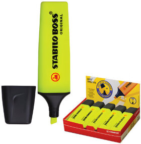 Текстовыделитель STABILO &quot;Boss&quot;, ЖЕЛТЫЙ, линия 2-5 мм, 70/24