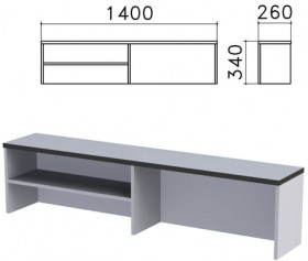 Надстройка для стола письменного &quot;Монолит&quot;, 1400х260х340 мм, 1 полка, цвет серый, НМ38.11