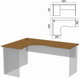 Стол компактный ЧАСТЬ 1 "Арго", 1600х1200х760 мм, левый, орех