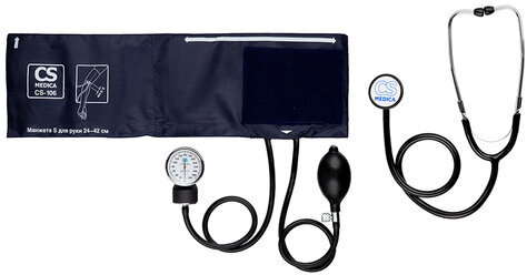 Тонометр CS Меdica CS-106 с фонендоскопом, манжета 24-42 см, механический, на плечо, CS-106f