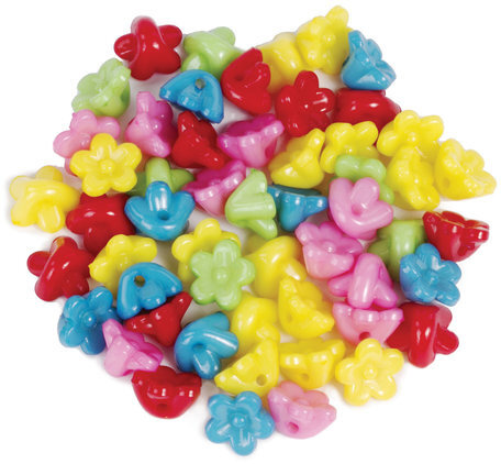 Бусины для творчества "Цветы", 10 мм, 15 грамм, 5 цветов, ОСТРОВ СОКРОВИЩ, 661230