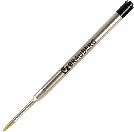 Стержень шариковый масляный BRAUBERG, ЧЕРНЫЙ, тип PARKER, 98 мм, металлический корпус, линия письма 0,5 мм, 170347