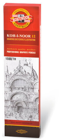 Карандаш чернографитный KOH-I-NOOR 1500, 1 шт., 7H, корпус желтый, заточенный, 150007H01170