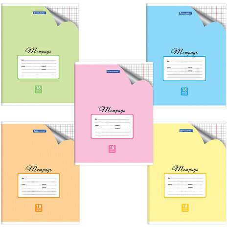 Тетрадь 18 л. BRAUBERG "ЭКО", клетка, обложка плотная мелованная бумага, ПАСТЕЛЬНАЯ С УГОЛКОМ, 402804